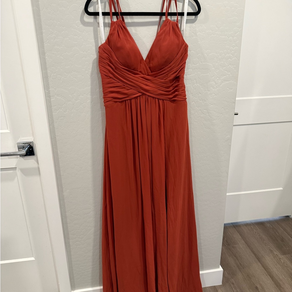 Elegant terracotta bridesmaid dress